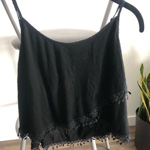 Layered Black lace crop tank top